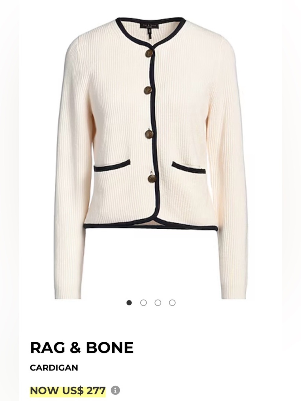 rag & bone Cream Knit Blazer with Black Trim